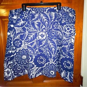 Talbots Plus size 22W; Navy blue and white A-Line skirt